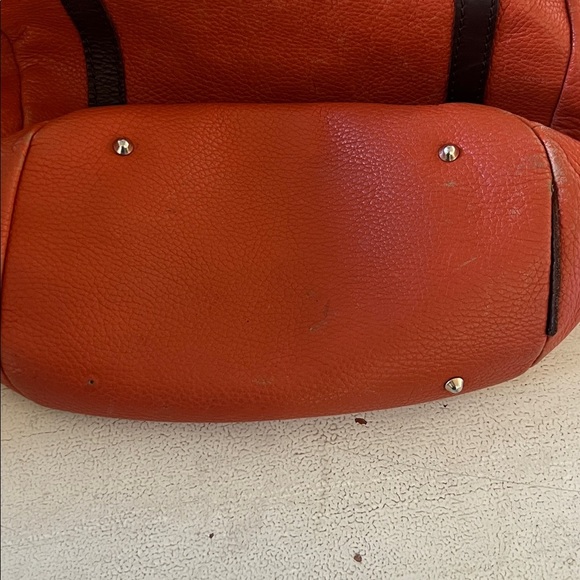 Marco Buggiani orange & brown pebble leather handbag purse satchel - Picture 10 of 15